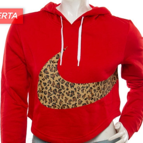 NEW NIKE LOOSE FIT Red Leopard Print Hoodie XL - Picture 4 of 7